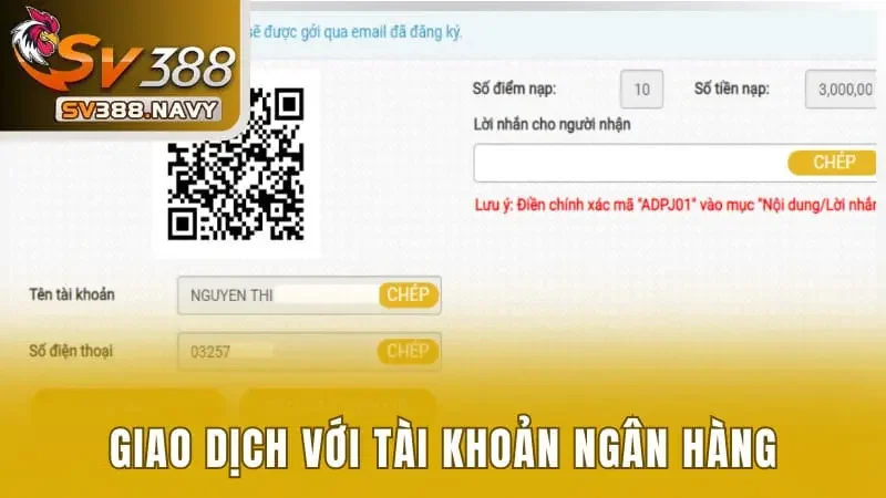 Hướng dẫn giao dịch với tài khoản ngân hàng
