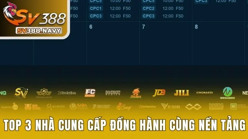 Top 3 nhà cung cấp đồng hành cùng nền tảng